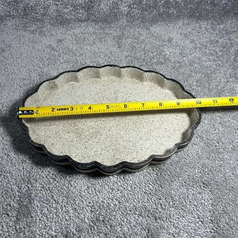 Vanity Tray Beige Scalloped‎ Oval Speckled Faux Stone Home Decor